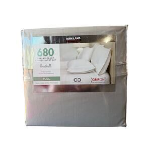 Kirkland Signature 680 Thread Count 6-Piece Pima Cotton Full Sheet Set Gray NIP